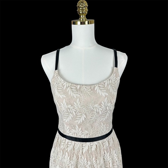 NWT ABS Allen Schwartz $659.00 boho metallic thread lace overlay full length - Picture 6 of 14